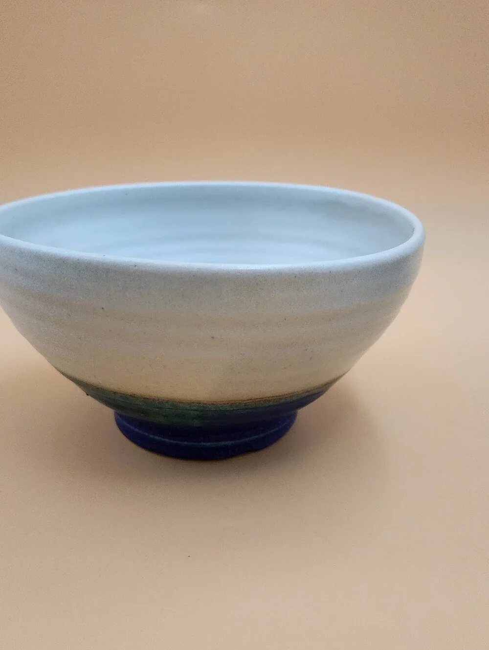 Artisan Japanese Style Tea Bowl Ceramic in Ombre Blues and Neutral colors